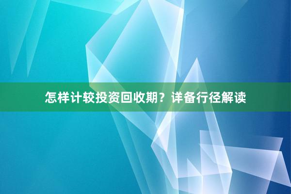 怎样计较投资回收期？详备行径解读