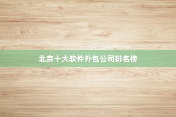 北京十大软件外包公司排名榜