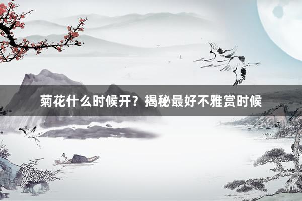 菊花什么时候开？揭秘最好不雅赏时候